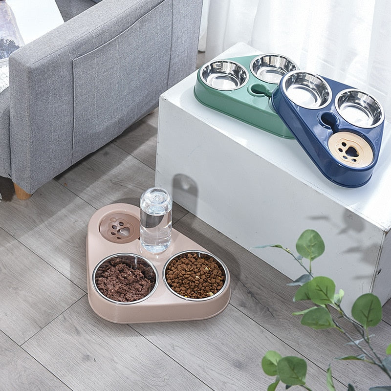 3in1 Pet Food Bowl with Automatic Drinking Feeder